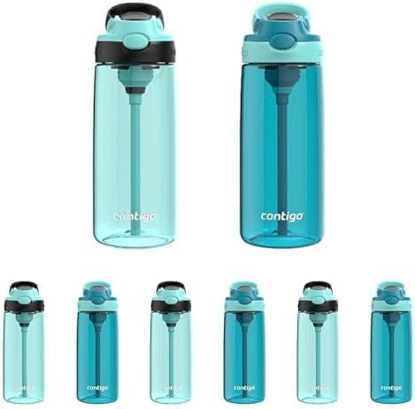 Contigo Aubrey Kids Dinos & Sharks Cleanable Water Bottle with Silicone Straw Spill-Proof Lid Dishwasher Safe 14oz 2-Pack (Pack of 4)