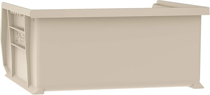 Akro-Mils 30235 AkroBins Plastic Storage Bins, Space-Saving Stackable Bins for Garage, Pantry, Craft Organization, 11" x 11" x 5", Stone, 6-Pack