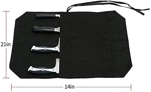 HERSENT Chef's Knife Roll Bag,Portable Travel Chef Knife Case Carrier Storage Bag with 4 Slots Best Gift for Pro Chef or Culinary Enthusiasts Men Women