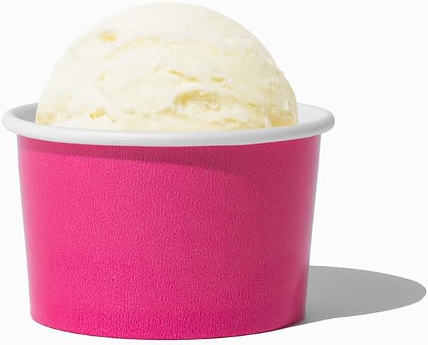 UNIQ 1000-Count 4 oz Paper Ice Cream Cups Pink Color | Disposable Food & Dessert Bowls for Ice Cream, Yogurt, Gelato | Frozen Dessert Supplies