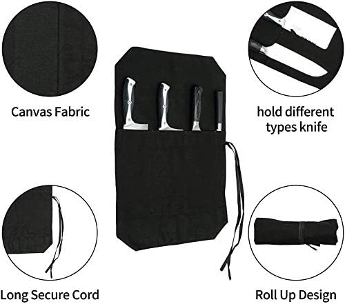 HERSENT Chef's Knife Roll Bag,Portable Travel Chef Knife Case Carrier Storage Bag with 4 Slots Best Gift for Pro Chef or Culinary Enthusiasts Men Women