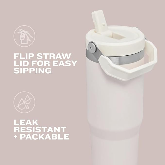 Stanley IceFlow 2.0 Flip Straw Tumbler with Handle 30 oz | Twist On Lid and Flip Up Straw | Leak Resistant Water Bottle | Insulated Stainless Steel | BPA-Free | Chili Red