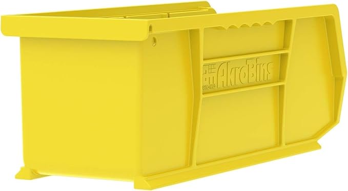 Akro-Mils 30224 AkroBins Plastic Storage Bins, Space-Saving Stackable Bins for Garage, Pantry, Craft Organization, 11" L x 4" W x 4" H, Yellow, 12-Pack