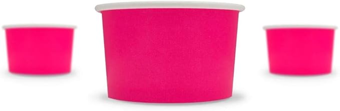 UNIQ 1000-Count 4 oz Paper Ice Cream Cups Pink Color | Disposable Food & Dessert Bowls for Ice Cream, Yogurt, Gelato | Frozen Dessert Supplies