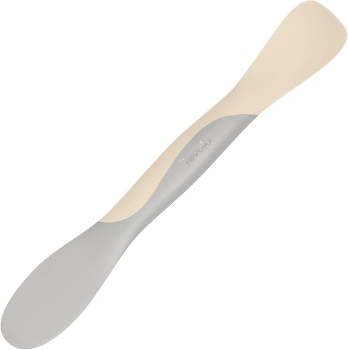 Tovolo Mini Scoop and Spread Tool for Kitchen Meal Prep Small Sandwich Spreader Spatula for Peanut Butter Jelly, Silicone BPA Free Dishwasher Safe Scooper Spreader, Oatmeal and Oyster Gray