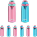 Contigo Aubrey Kids Dinos & Sharks Cleanable Water Bottle with Silicone Straw Spill-Proof Lid Dishwasher Safe 14oz 2-Pack (Pack of 4)
