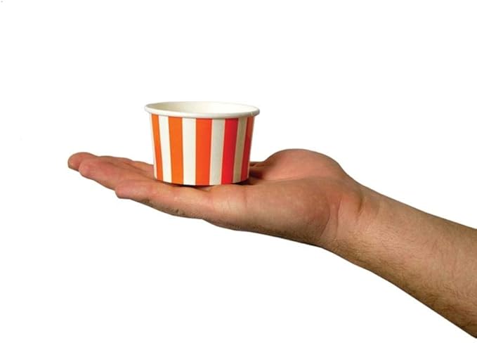 UNIQ 1000-Count 4 oz Striped Paper Ice Cream Cups Orange Color | Disposable Food & Dessert Bowls Perfect for Halloween, Parties and Holidays | Frozen Dessert Supplies