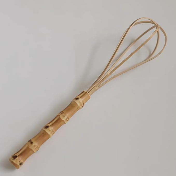Handmade Wooden Whisks for Cooking - 10In Natural Bamboo Whisk, Kitchen Whisk for Whisking, Beating, Blending, Frothing & Stirring (10 Inches)