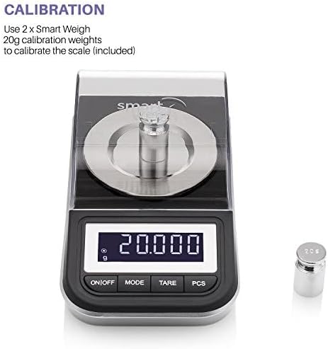 Smart Weigh 50g x 0.001 Grams, Premium High Precision Digital Milligram Scale, Includes Tweezers, Calibration Weights,Three Weighing Pans and Case