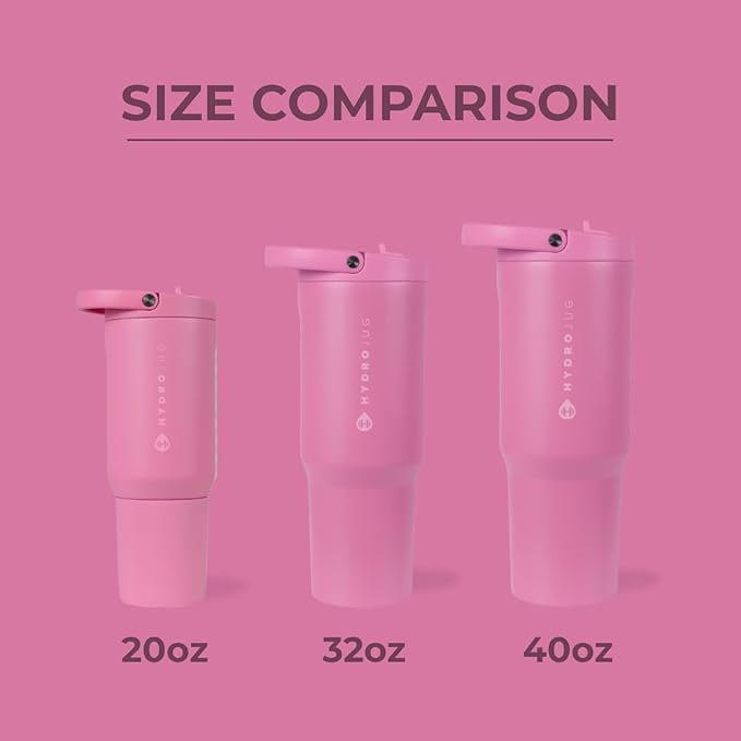 HydroJug Sport - Stainless Steel Tumbler with Straw, Vacuum Insulated, 40oz Leakproof Water Bottle, Ergonomic Design, Reusable, Dishwasher Safe, Rubber Base, Durable for Gym or Outdoors, Taffy