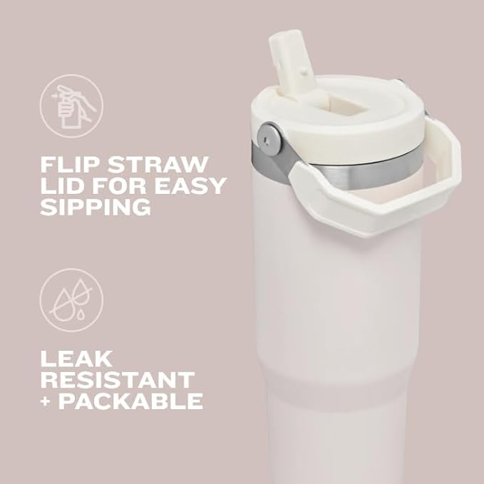 STANLEY IceFlow 2.0 Flip Straw Tumbler with Handle 30 oz | Twist On Lid and Flip Up Straw | Leak Resistant Water Bottle | Insulated Stainless Steel | BPA-Free | Goldenrod Coral