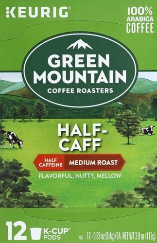 Green Mountain Coffee Roasters Half Caff Keurig Single-Serve K-Cup pods, Medium Roast Coffee, 12 Count