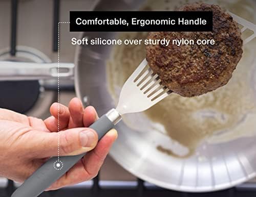 Misen Spatulas - Stainless Steel Fish Spatula and Nonstick-Safe Silicone Spatuala - Gray