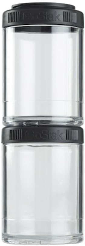 BlenderBottle GoStak Twist n' Lock Storage Jars, 150cc 2-Pak, Black