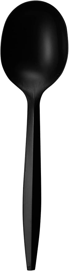 1,000 Plastic Disposable Soup Spoons Bulk Black Medium Weight Disposable Silverware Plastic Cutlery Spoons