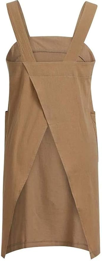 YESDOOD Cotton Linen Apron Cross Back Apron for Women with Pockets Pinafore Dress for Baking Cooking