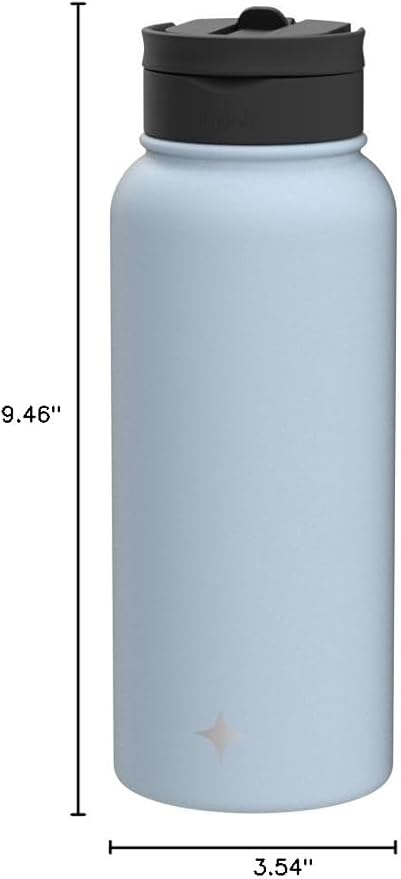 JoyJolt Triple Insulated Water Bottle with Straw Lid AND Flip Lid! 32oz Large Water Bottle, 12 Hour Hot/Cold Vacuum Insulated Stainless Steel Bottle. BPA-Free Leakproof Water Bottles - Thermos Bottle
