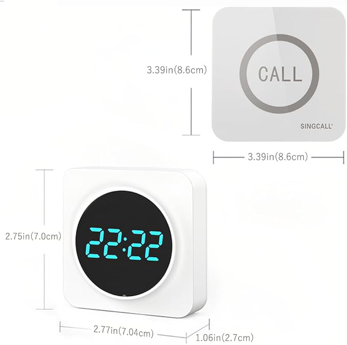 SINGCALL Restaurant Pager System Waiter Calling System Pagers and Beepers for Kitchen,Fast Food,Hotel,Restaurants,Cafe,Bar to Call Waiters 8 Waterproof Wireless Call Buttons 1 Number Display Receiver