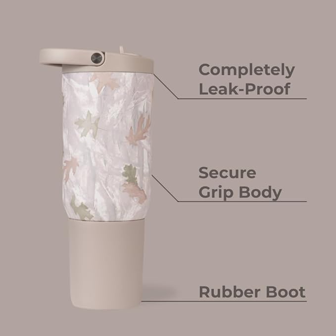 HydroJug Sport - Stainless Steel Tumbler with Straw, Vacuum Insulated, 20oz Leakproof Water Bottle, Ergonomic Design, Reusable, Dishwasher Safe, Rubber Base, Durable for Gym or Outdoors, Camo