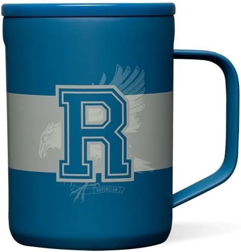 Corkcicle Harry Potter Coffee Mug - Stainless Steel Insulated Cup With Lid For Tea & Coffee - Non-Slip Silicone Base - Durable Travel Mug - Dishwasher Safe - BPA Free - Easy Grip - 16 oz - Ravenclaw