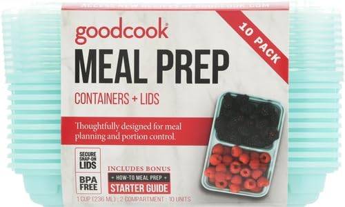 GoodCook 2-Compartment Food Storage Container Set with Snap-Shut Lids, Reusable Divided Snack Containers with Lids, Blue (Pack of 40)