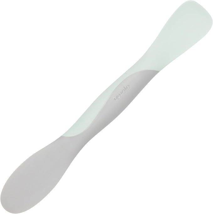 Tovolo Mini Scoop and Spread Tool for Kitchen Meal Prep Small Sandwich Spreader Spatula for Peanut Butter Jelly, Silicone BPA Free Dishwasher Safe Scooper Spreader, Blue Haze and Oyster Gray