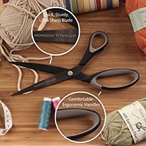 BambooMN Titanium Softgrip Scissors Set for Sewing, Arts, Crafts, Office - 30 Sets of 3 - Black w/Dark Grey Inlays