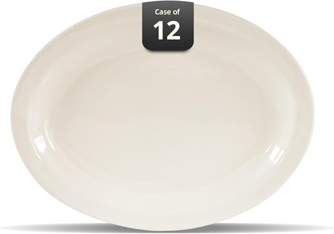Stoneware Narrow Rim Commercial Grade Dinnerware (America White, Platter 13.5" x 10.5")