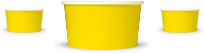 UNIQ 1000-Count 4 oz Paper Ice Cream Cups Yellow Color | Disposable Dessert Bowls in Many Colors | Frozen Dessert Supplies