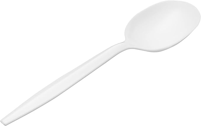 1,000 Plastic Disposable Soup Spoons Bulk White Medium Weight Disposable Silverware Plastic Cutlery Spoons