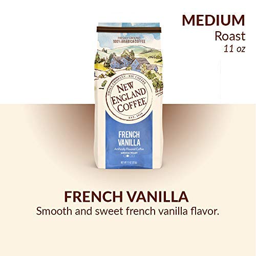 New England Coffee French Vanilla Medium Roast Ground Coffee, 11oz Bag (Pack of 3)