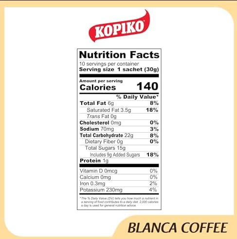 Kopiko Blanca Instant Coffee Mix – Authentic Indonesian Volcanic Coffee – Delicious Creamy Instant Coffee with Tempting Aroma (1.06 OZ/30gr x 10 Coffee Sticks)