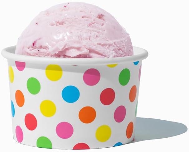 UNIQ 1000-Count 4 oz Polka Dot Paper Ice Cream Cups Rainbow | Dessert Bowls in Multiple Colors & Sizes Frozen Dessert Supplies
