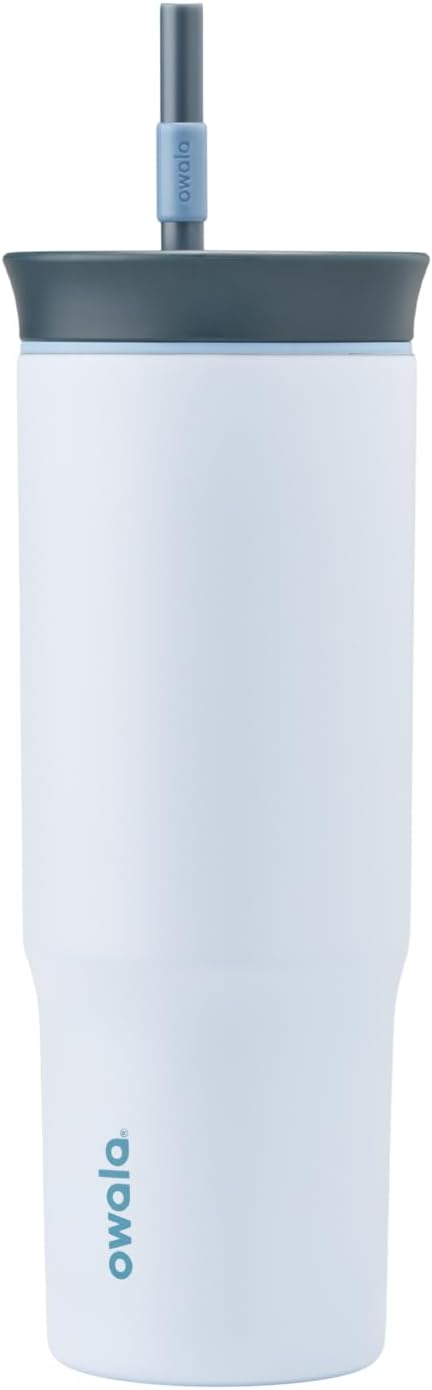 Owala Stainless Steel Triple Layer Insulated Travel Tumbler with Spill Resistant Lid and Straw, BPA Free, 24 oz, Grey/Blue (The Great Blue) (Pack of 12)