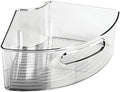 mDesign Plastic Lazy Susan Cabinet Storage Bin with Front Handle for Kitchen Countertop, Pantry, Shelf, Fridge Organization - Hold Food, Drinks, Snacks - Ligne Collection - Smoke Gray Tint