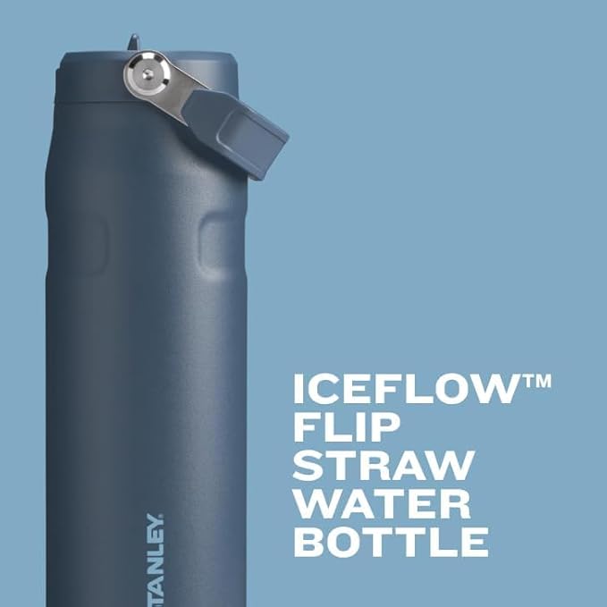 Stanley IceFlow Flip Straw 2.0 Water Bottle 24 oz | Built-In Straw for Travel and Sports | Lightweight and Leak Resistant | Insulated Stainless Steel | BPA-Free | Lupine