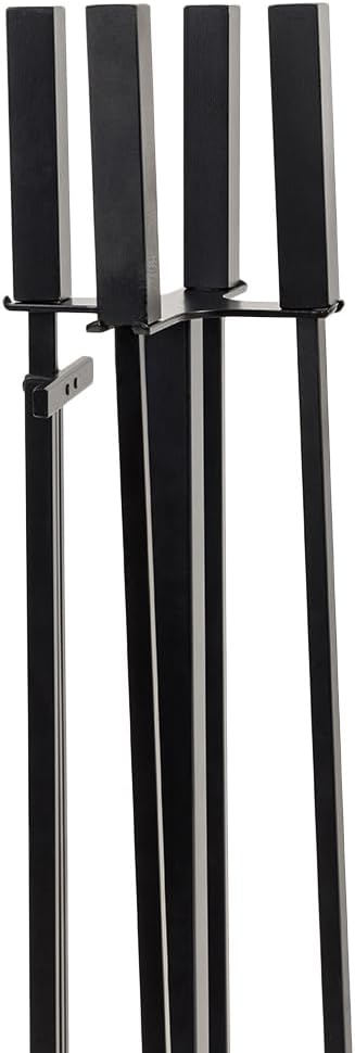 Modern Ember Harriet 5 Piece Fireplace Tool Set in Black | Includes Brush, Shovel, Fire Poker, Tongs, and Stand | Heavy-Duty Steel | Heat-Resistant Powder Coating Finish