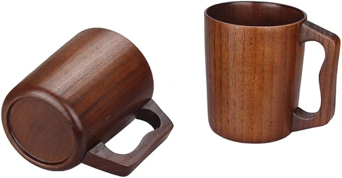 12 oz Handmade Wooden Coffee Mug Wood Outdoor Cool Man Cups Unique Camping Guys Tankard Vintage Beer Mugs Stein for Men Gift Unusual Rustic Coffee Tea Cup Fancy Manly Viking Mug