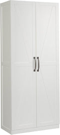 Sauder HomePlus Farmhouse Multipurpose Storage Cabinet Tall Pantry with Adjustable Shelves, in White Finish