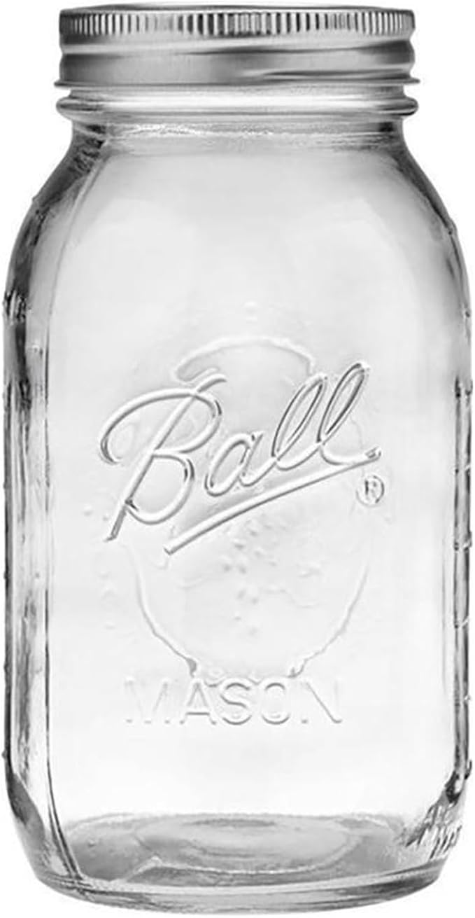 Ball Regular Mouth Glass Mason Jars with Lids and Bands, Used for Canning (Quart, 32 Ounce (Pack of 6))
