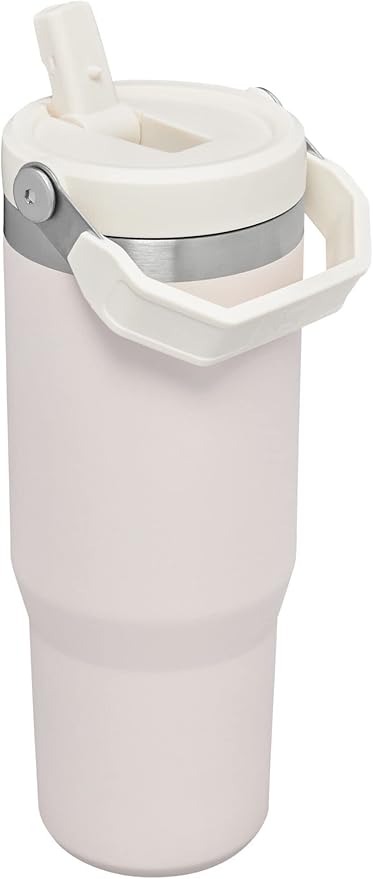 Stanley IceFlow Flip Straw Tumbler with Handle 30 oz | Twist On Lid and Flip Up Straw | Leak Resistant Water Bottle | Insulated Stainless Steel |BPA-Free | Rose Quartz