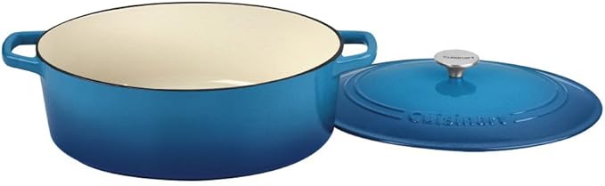 Cuisinart Chef's Classic Enameled Cast Iron Oval Covered Casserole (Gradient Blue, 7- Quart)