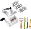 Rotary Cheese Grater with 3 Stainless Steel Drums – Manual Hand Crank Parmesan Grater for Cheese, Nuts, Chocolate & Vegetables – Deluxe Kitchen Tool Set with 3 Peelers and Cleaning Brush