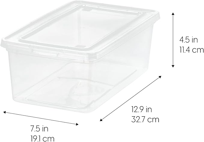 IRIS USA 6-Pack Storage Bins with Lids, 6 Quart - Crystal Clear, Shoe Boxes Stackable Containers Organize Shoes Closet Shelves, Teacher Tools Classroom Organization, Game - BPA-Free Plastic