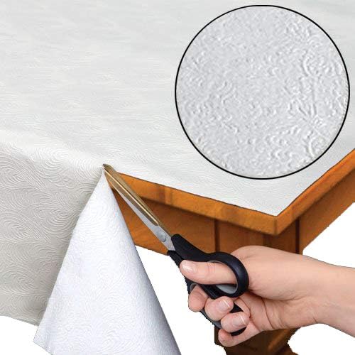 Home Bargains Plus Quilted Heavy Duty Table Pad Protector with Flannel Backing, Cut to Fit, Heat Resistant, Wipe Clean, Protects Table from Spills and Scratches, White, 52” x 216” Rectangle