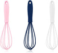 3 Pcs Premium Colorful Kitchen Mini Silicone Whisks - Mini Whisk Set Egg Beater for Stirring Cooking Baking, Tiny Silicone Balloon Wire Whisk, Milk Frother Kitchen Utensils Gadgets