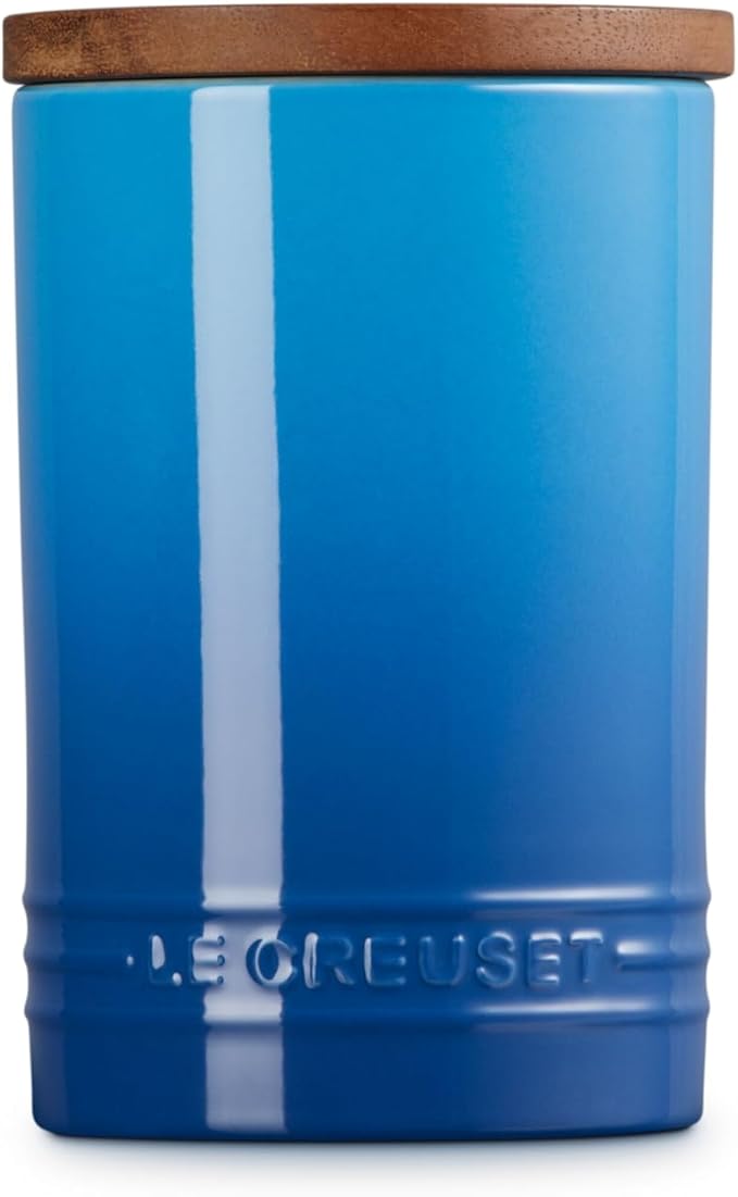 Le Creuset Signature Salt Cellar and Storage Canister with Wood Lid, 26 oz., Marseille