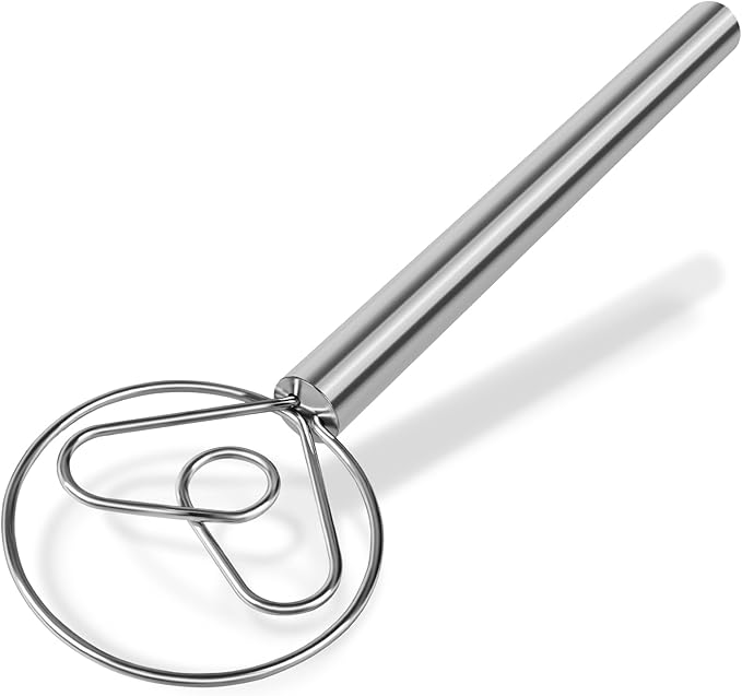 Maxjoy Danish Dough Whisk Stainless Steel Hook Dutch Style Bread Mixer for Sourdough Making Tool