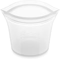 Zip Top Reusable Food Storage Bags | Short Cup [Frost] | Silicone Meal Prep Container | Microwave, Dishwasher and Freezer Safe | Made in the USA