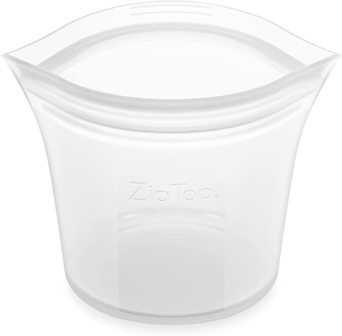 Zip Top Reusable Food Storage Bags | Short Cup [Frost] | Silicone Meal Prep Container | Microwave, Dishwasher and Freezer Safe | Made in the USA